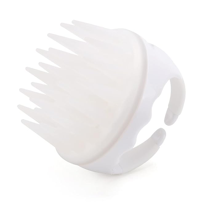 BTYMS Silicone Scalp Scrubber Shampoo Brush With Extra Long Bristles, Hair Massager for Growth & Dandruff Removal - White-Velvo Beauty