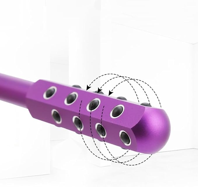 24-Stone Facial Roller - Cooling Face & Neck Massager Tool for Skin Rejuvenation | 360° Contouring with Germanium Stones & Aircraft Aluminum | Portable 7.6" Beauty Roller - Purple-Velvo Beauty