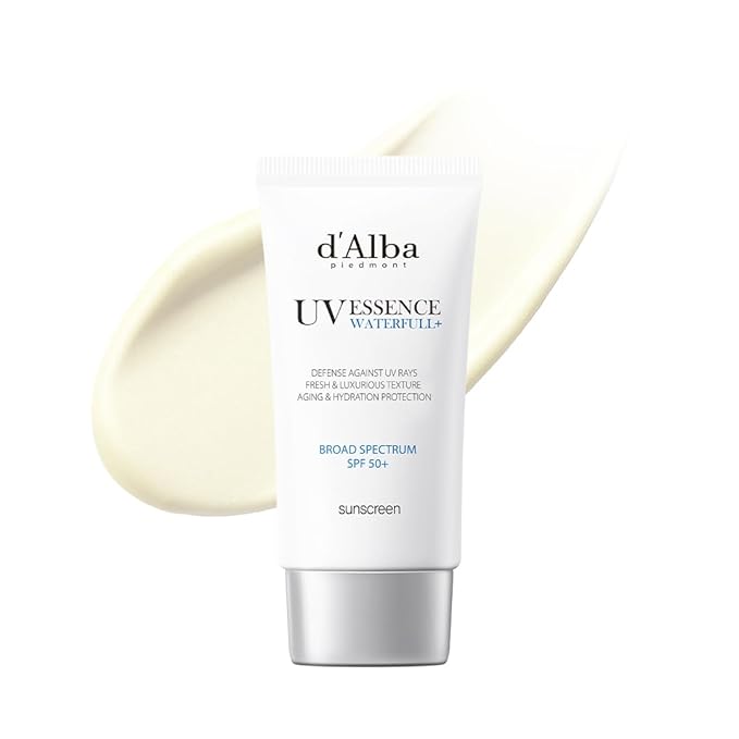d'alba Piedmont Italian White Truffle Waterfull Essence Sunscreen, Vegan Skincare, Lightweight Sunscreen with BROAD SPECTRUM SPF 50+, Glowy, Safe for all Skin Types, Korean Skin Care (1.69 fl. oz)-Velvo Beauty