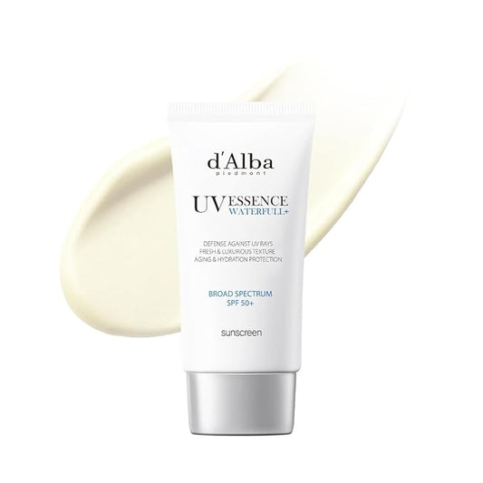 d'alba Piedmont Italian White Truffle Waterfull Essence Sunscreen, Vegan Skincare, Lightweight Sunscreen with BROAD SPECTRUM SPF 50+, Glowy, Safe for all Skin Types, Korean Skin Care (1.69 fl. oz)-Velvo Beauty