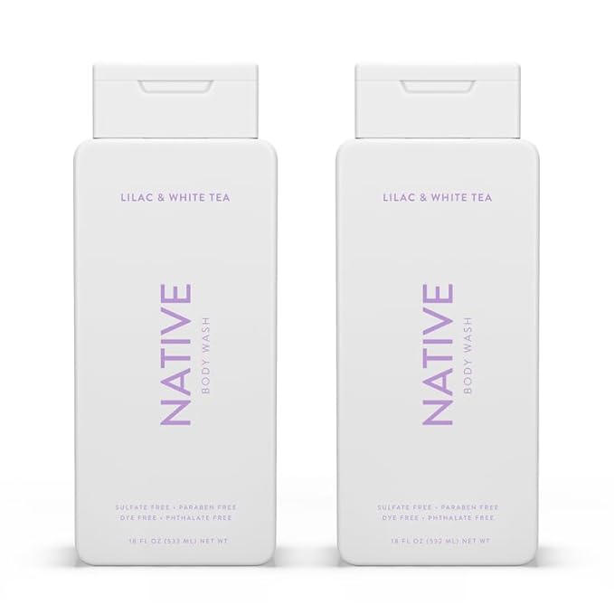 Native Body Wash Contains Naturally Derived Ingredients | For Women & Men, Sulfate, Paraben, & Dye Free Leaving Skin Soft and Hydrating | Lilac & White Tea 18 oz - 2 Pk-Velvo Beauty