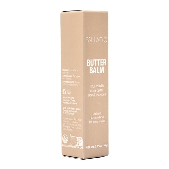 Palladio Butter Balm - Hydrating Lip Balm with Sheer Tint, Aloe, Peptides, Shea Butter, and Vegan Formulation for Instant Moisture, Shine, and Soothing Lip Care, French Vanilla-Velvo Beauty