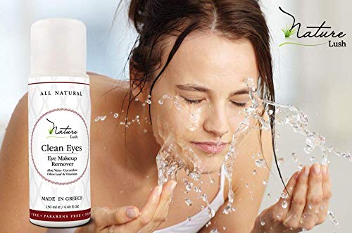 Nature Lush The Best Natural Eye & Face Makeup Remover - Oil Free - Rich Vitamins - Non Irritating – No Hazardous Chemicals - “Clean Eyes Made In Greece 4.4 oz-Velvo Beauty