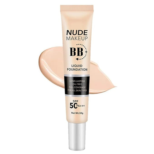 BB Cream Tinted Moisturizer with SPF50, BB Cream Full Coverage Foundation Hide Pore Spot, Hydrating LightWeight Matte BB Cream, Waterproof Long Lasting BB Cream for Oily Skin (Natural)-Velvo Beauty