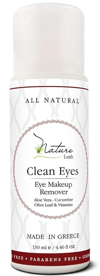 Nature Lush The Best Natural Eye & Face Makeup Remover - Oil Free - Rich Vitamins - Non Irritating – No Hazardous Chemicals - “Clean Eyes Made In Greece 4.4 oz-Velvo Beauty