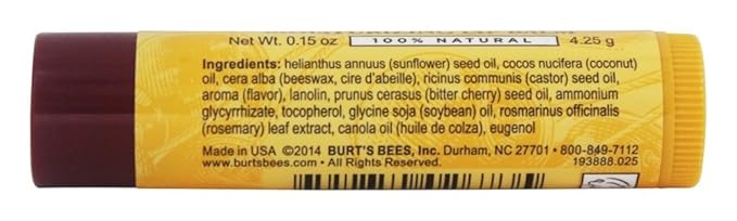 Burts Lip Balm Wild Cherr Size .15z Burts Lip Balm Wild Cherry .15z (Pack of 4)-Velvo Beauty