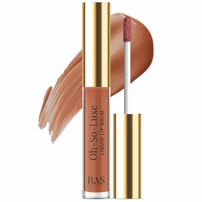 Oh-So-Luxe Liquid Tinted Lip Balm, Hydrating & Nourishing Tinted Lip Oil for dry dark lips, results in Soft & Glowing Lips, Moisturizing, Non-Sticky Brown Shade - 0.10 Fl Oz - RAS LUXURY OILS-Velvo Beauty