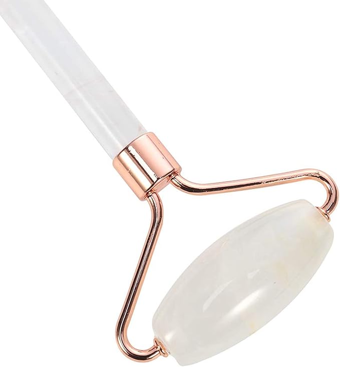C CRYSTAL LEMON White Natural Face Roller, Jade Gua Sha Sculptor for Aging Wrinkles and Puffiness - Natural White Facial Roller Guasha Tool - Premium Jade Face Roller Cold Roller for Face-Velvo Beauty
