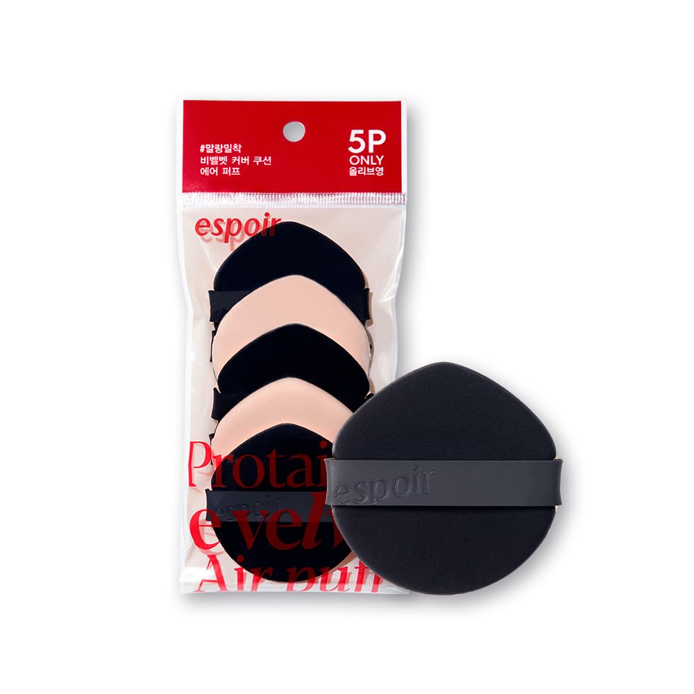 Espoir Be Velvet Air Puff 5ea | Flawless Face Makeup Fast and Easily | Makeup Sponge Applicator Air Cushion Powder Puff for Liquid Foundation, Cream, Powder, Concealer | Korean Base Makeup Tools-Velvo Beauty