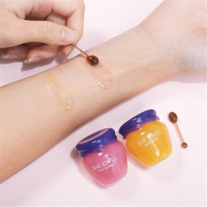 2PCS Lip Mask Overnight, Honey&Sakura Day and Night Repair Sleeping Lip Balm, Fade Lip Lines Bee Balm, Hydrating &Prevention Dry and Crack Lip Scrubs Exfoliator-Velvo Beauty