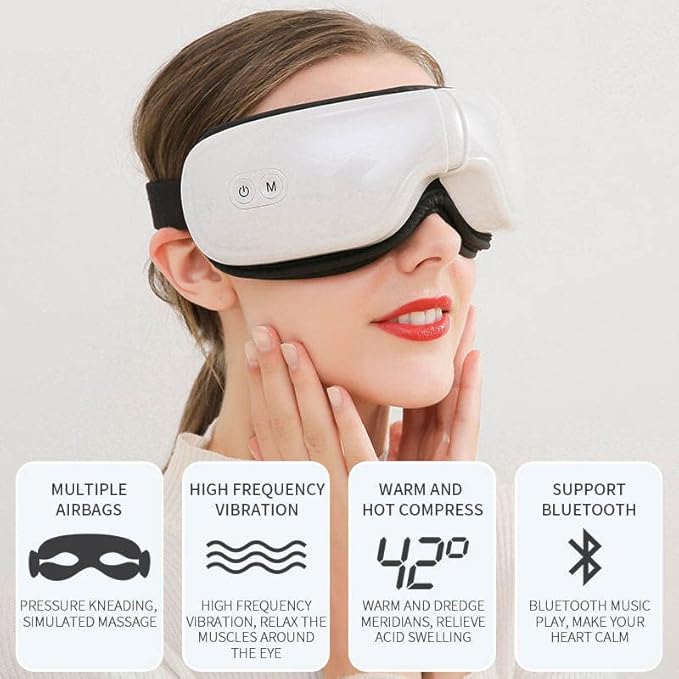 Eye Heat Massager for Relax and Reduce Eye Strain Dark Circle Eye Bags Dry Eye Improve Sleep, Best Gift for Girl Women Family-Velvo Beauty
