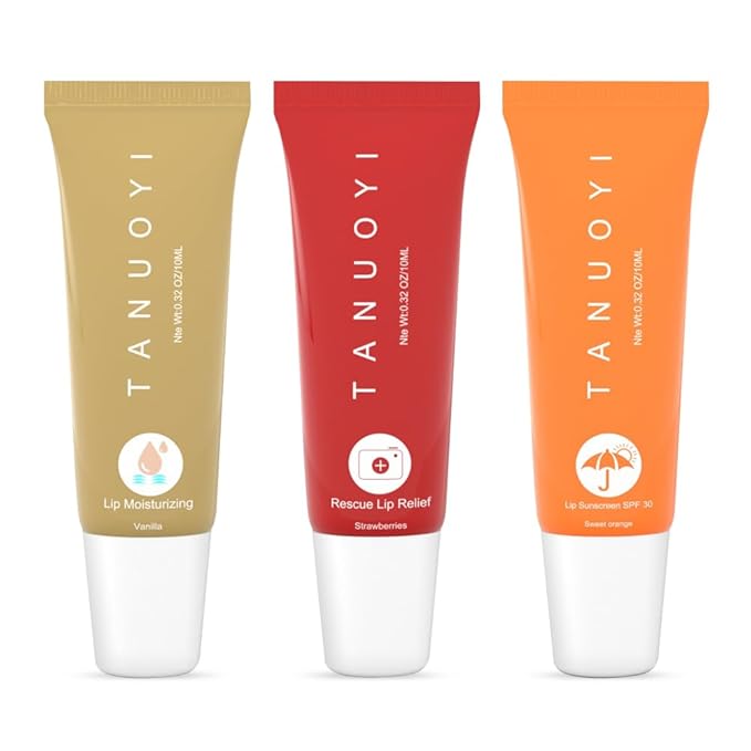 Lip Sunscreen Moisturizing and Repair Package SPF 30 - Summer Long Lasting Moisturized, Smooth and Repaired Lips - 3 Flavors (Pack of 3: 1 moisturizing+ 1 repairing+ 1 SPF)-Velvo Beauty