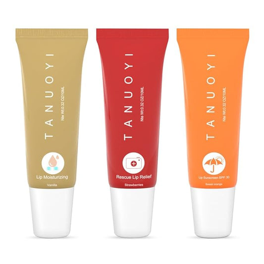 Lip Sunscreen Moisturizing and Repair Package SPF 30 - Summer Long Lasting Moisturized, Smooth and Repaired Lips - 3 Flavors (Pack of 3: 1 moisturizing+ 1 repairing+ 1 SPF)-Velvo Beauty