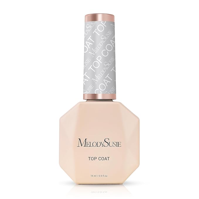 MelodySusie No Wipe Glossy Top Coat Long Lasting Shine Finish Soak Off UV LED Nail Lamp Nail Polish Art Design Manicure Kit Perfect Gifts for Women Girls 1 Pcs 15ml Clear-Velvo Beauty