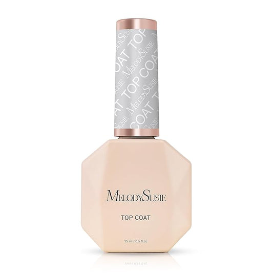 MelodySusie No Wipe Glossy Top Coat Long Lasting Shine Finish Soak Off UV LED Nail Lamp Nail Polish Art Design Manicure Kit Perfect Gifts for Women Girls 1 Pcs 15ml Clear-Velvo Beauty