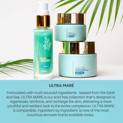 Serious Skincare Ultra-Mare Pure Marine Infusion Trio – Ultra-Mare Serum 1 oz, Ultra-Mare Facial Cream 2 oz. & Ultra-Mare Eye Cream .5 oz – Anti-Aging – Algae and Plankton extracts-Velvo Beauty