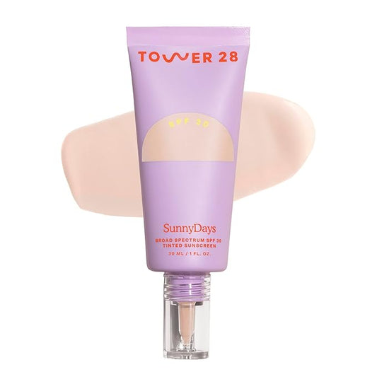 Tower 28 Beauty SunnyDays SPF 30 Tinted Mineral Sunscreen - For Sensitive Skin - 2-in-1 Facial Broad Spectrum UVA/UVB Protection + Foundation - Shade 05 FAIRFAX, 1 Fl Oz-Velvo Beauty
