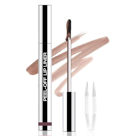 Peel Off Matte Liquid Lip Gloss Stain-Lip Liner with Tweezer, Dark Brown Peel Off Lip Stain, Long Lasting & Waterproof Lipstick Tattoo, Transfer-Proof Lip Gloss for All Skin Types (05#, 1Pcs)-Velvo Beauty