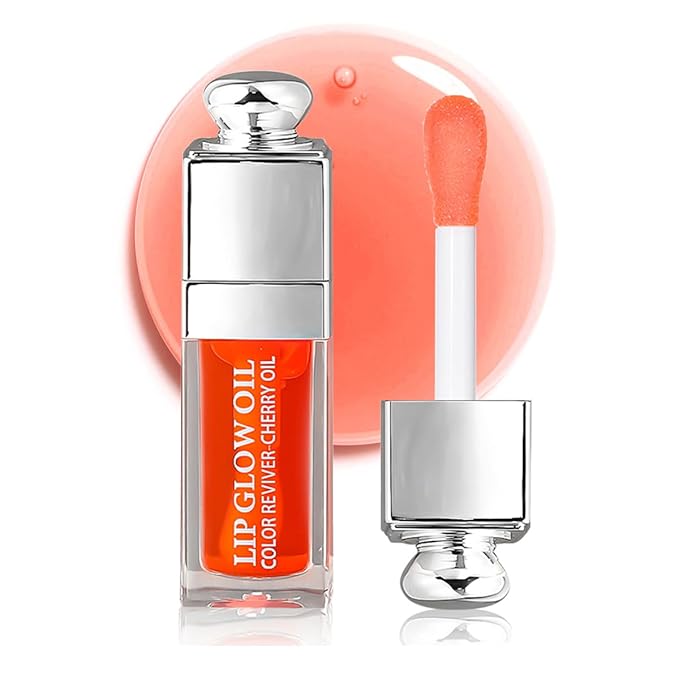 Hydrating Lip Glow Oil, Moisturizing Plumper Lip Gloss, Transparent Plumping Balm, Tinted Balm Care 0.2 OZ - 004 CORAL-Velvo Beauty