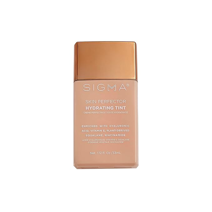 Sigma Beauty Skin Perfector – Hydrating Skin Tint Foundation for Lightweight, Buildable Coverage, With Hyaluronic Acid, Niacinamide Serum, and More (3 Medium Golden Tint, 1.12oz)-Velvo Beauty