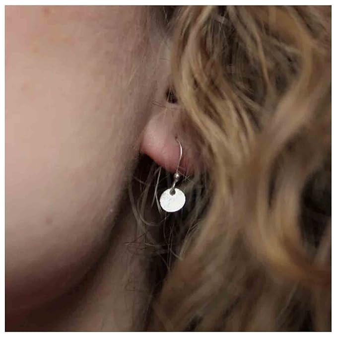 Boho Disc Coin Drop Earrings Tiny Circle Dangle Earrings Silver Smooth Coin Hook Earrings Minimalist Geometric Earrings for Women and Girls-Velvo Beauty