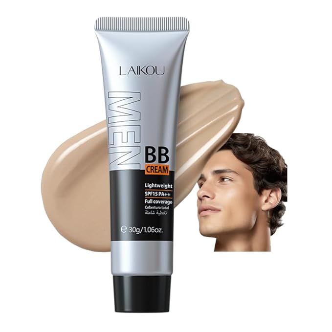 AKARY Hydrating Men BB Cream SPF 15 PA++, Full-Coverage Foundation&Concealer, Mens Face Moisturizer Cream Evens Skin Tone, Oil Control and Cover Flaws, Natural Finish for All Skin Types, Natural 240-Velvo Beauty