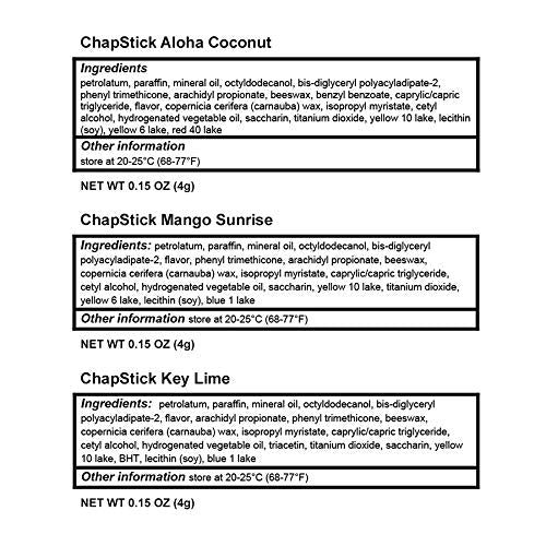 ChapStick Tropical Paradise Collection Mango, Lime and Coconut Lip Balm Tubes Variety Pack for Lip Care - 0.15 Oz (Pack of 3)-Velvo Beauty