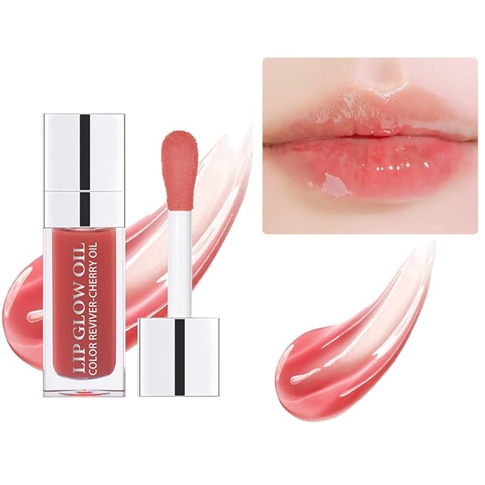 Plumping Lip Oil - Hydrating Lip Oil Plumping Lip Gloss, Crystal Jelly Moisturizing Lip Oil/Polished Lip Oil Lines/Tint Moisturizing Transparent Lip Balm Care Stick (Rosewood)-Velvo Beauty