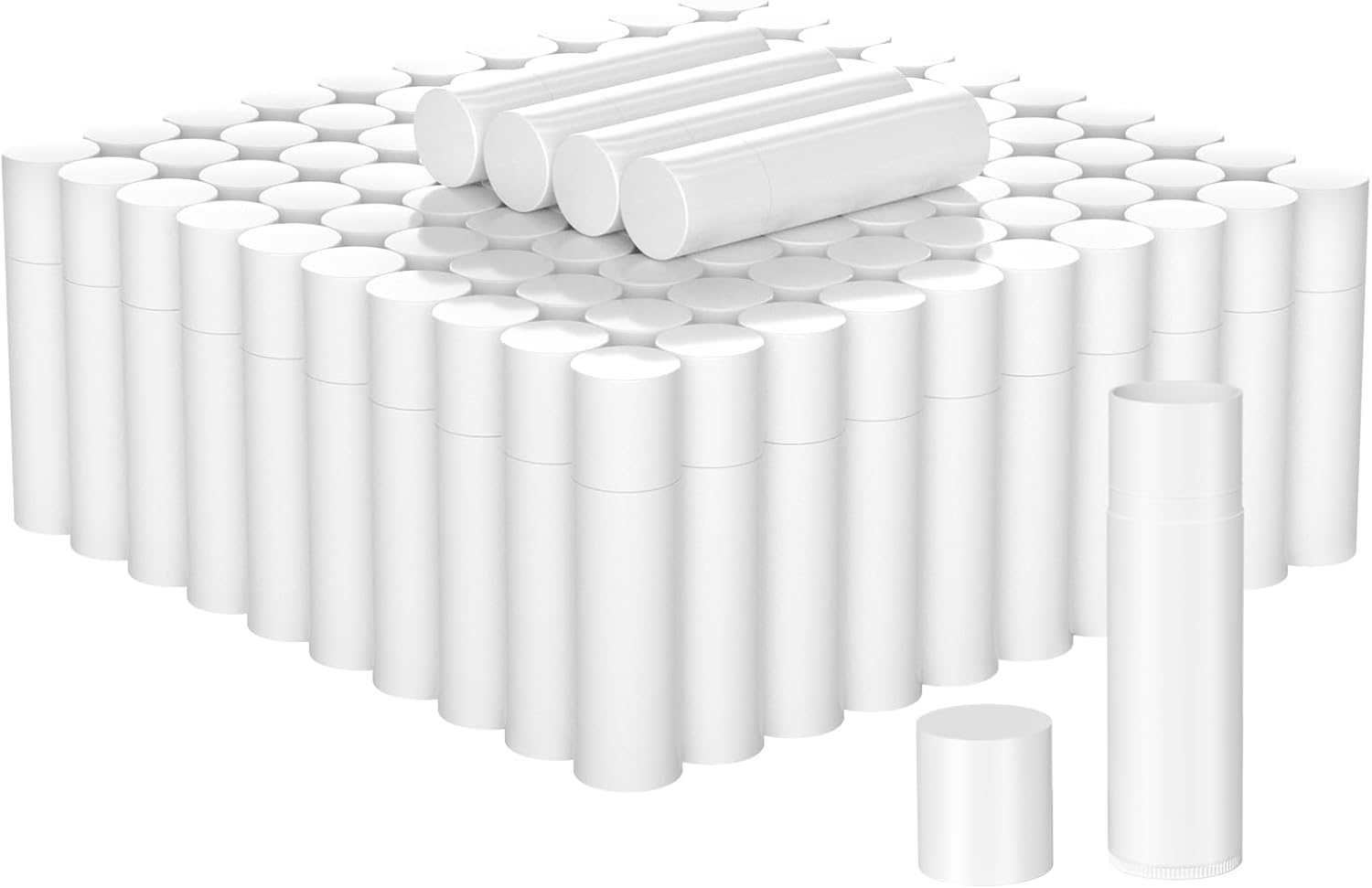 Empty Lip Balm Tubes for DIY Lipstick with Leak-proof Caps, 100-Pack Lip Balm Containers BPA Free, White-Velvo Beauty
