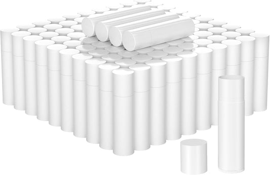 Empty Lip Balm Tubes for DIY Lipstick with Leak-proof Caps, 100-Pack Lip Balm Containers BPA Free, White-Velvo Beauty