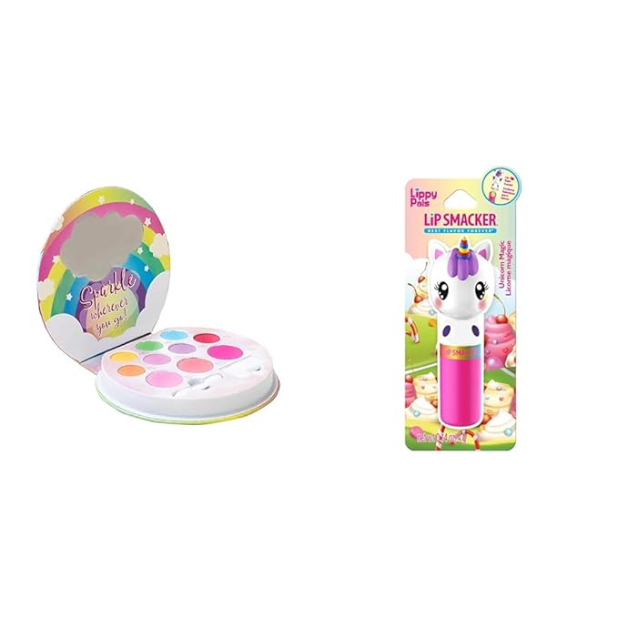Lip Smacker Unicorn Palette Sparkle & Shine Eyeshadow Makeup Gift Set for Girls Including Lippy Pals Lip Balm-Velvo Beauty