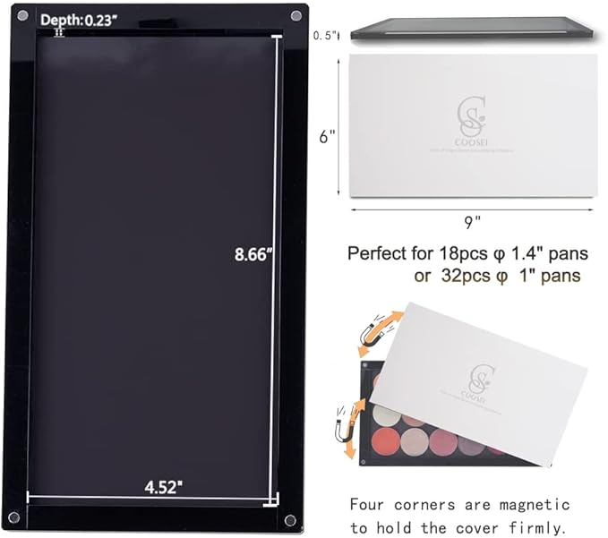 Acrylic Magnetic Makeup Palette Eyeshadow Palette Empty for ABL2 and dABL2 only Additional Stackable Layer for More Space (Stackable Single Layer) Unsuitable for ABL1-Velvo Beauty
