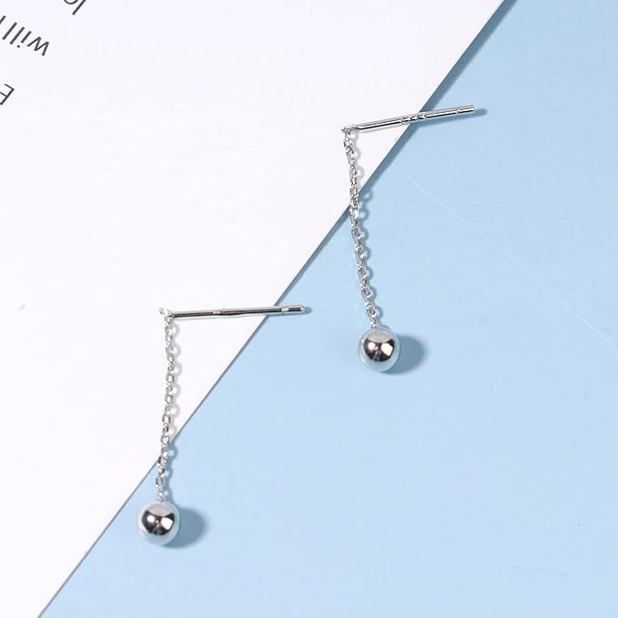 Boho Bar Threader Earrings Silver Line Earrings String Drop Dangle Earrings Pull Through Long Chain Earrings Jewelry for Women and Girls-Velvo Beauty