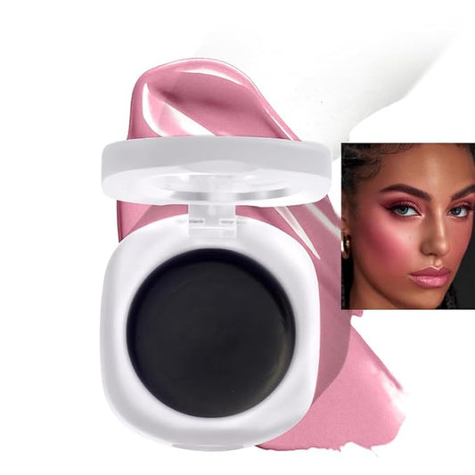 Cream Blush Makeup, Natural Pink/Black Glossy Face Blusher, Color Changing Cream Blush for Cheek and Lip Tint, Blendable Formula, Matte and Dewy Finish Lightweight Blush Makeup (Black, One)-Velvo Beauty