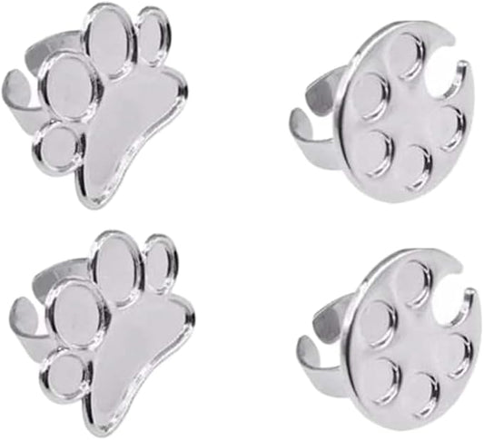 Mini Manicure Palette,4PCS Nail Display Board,Metal Nail Art Polish Holder,Paint Palette Finger Ring,Stainless Steel Makeup Mixing Palette Ring-Velvo Beauty