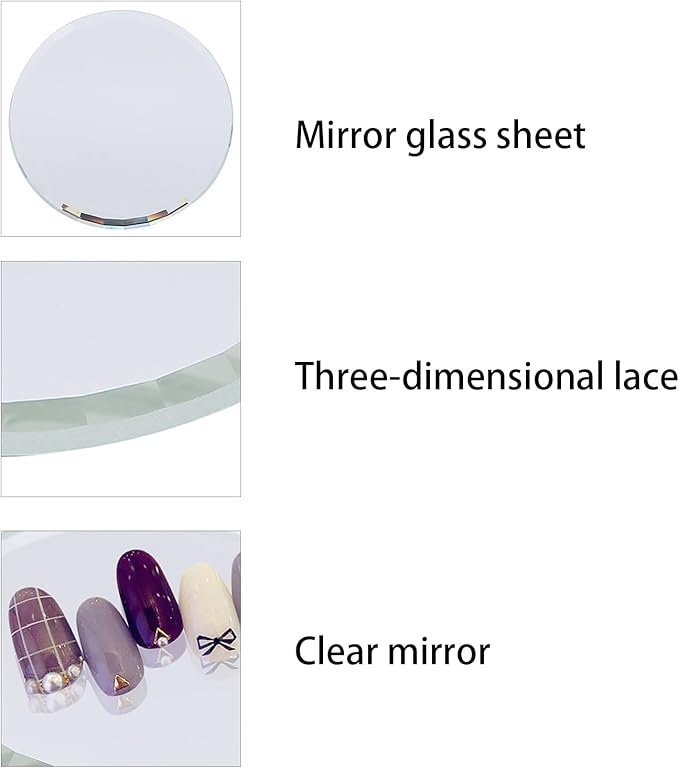 Nail Art Palette, DIY Nail Art Palette Nail Color Mixing Palette Nail Art Manicure Display Drawing Tool Nail Art Plate False Nail Mirror Glass Display Board for Manicure Makeup Paint Art(white)-Velvo Beauty