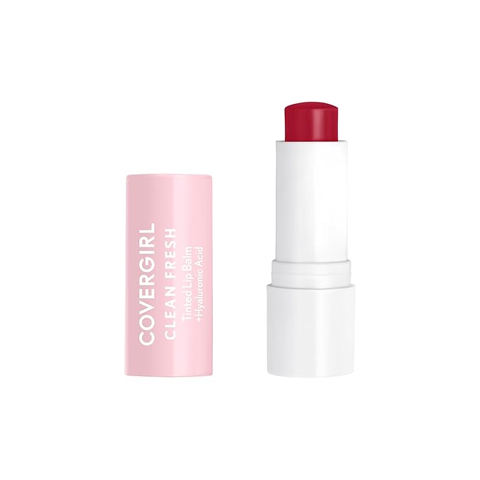 CoverGirl Clean Fresh Tinted Lip Balm, Vegan Formula, Hydrating, Natural Finish, Cruelty Free, Cherry-Ish You, 1 Count-Velvo Beauty
