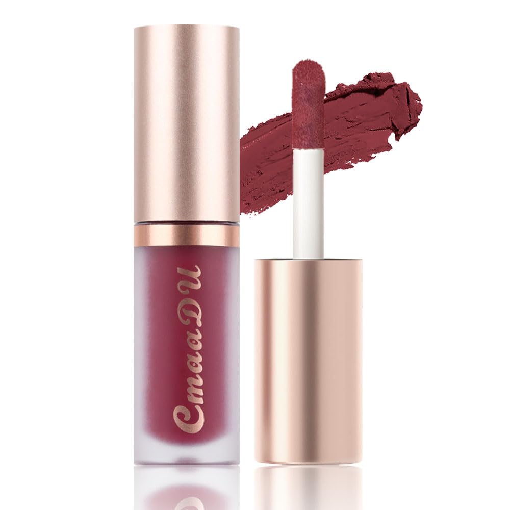 evpct 6Pcs Maroon Red Silky Velvet Matte Liquid Lipstick Lip Gloss Set for Women Long Lasting 24 Hours Color Stay Lipstick labiales matte larga duracion mate 24 horas originales 10#-Velvo Beauty