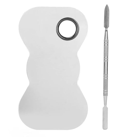 Cosmetic Makeup Palette Spatula, Mixing Bow Shape Stainless Steel Makeup Palette for Cosmetic Blend-Velvo Beauty