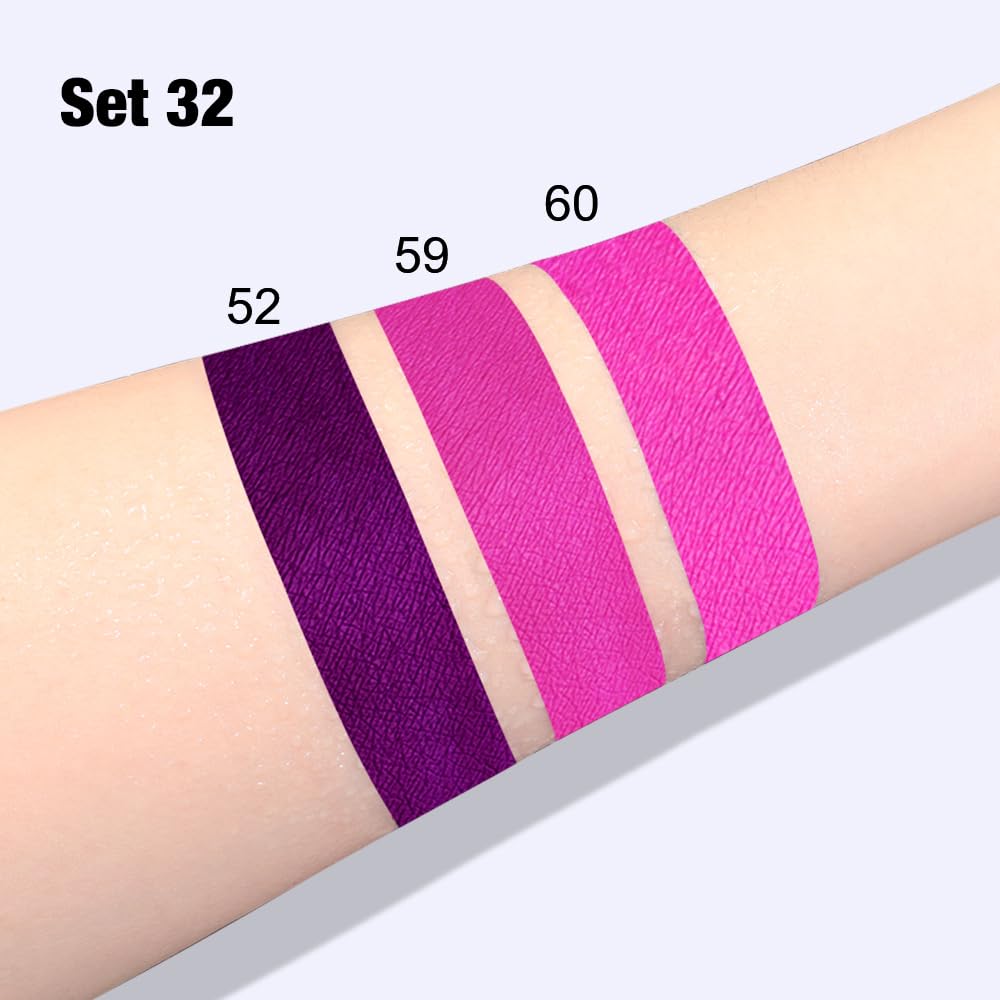 evpct 3Pcs Purple Hot Pink Fuchsia Red Matte Liquid Lipstick Lip Stain Sets for Women, Matte Lipstick Long Lasting Waterproof Permanent 24 Hours original, Lip Sticks Pack for Halloween Daily Makeup-Velvo Beauty