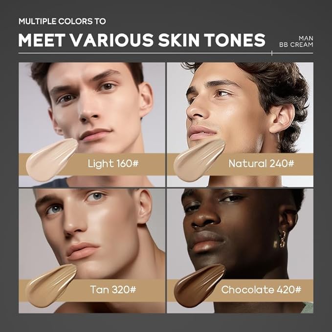 AKARY Hydrating Men BB Cream SPF 15 PA++, Full-Coverage Foundation&Concealer, Mens Face Moisturizer Cream Evens Skin Tone, Oil Control and Cover Flaws, Natural Finish for All Skin Types, Tan 320-Velvo Beauty