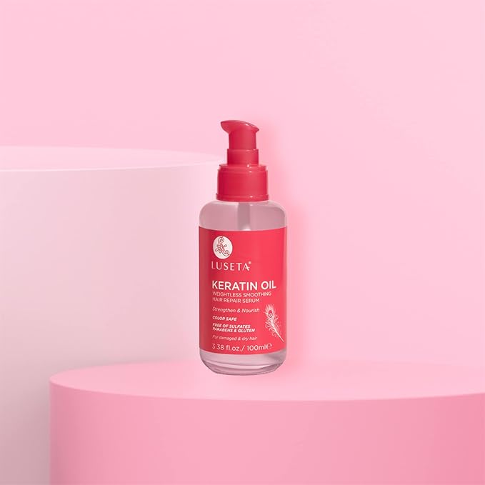 Luseta Keratin Hair Oil Serum for Color Treated Damaged & Dry Hair Strengthening & Nourishing, Keratin Hair Treatment Oil, Free of Sulfates, Paraben and Gluten 3.38 oz-Velvo Beauty