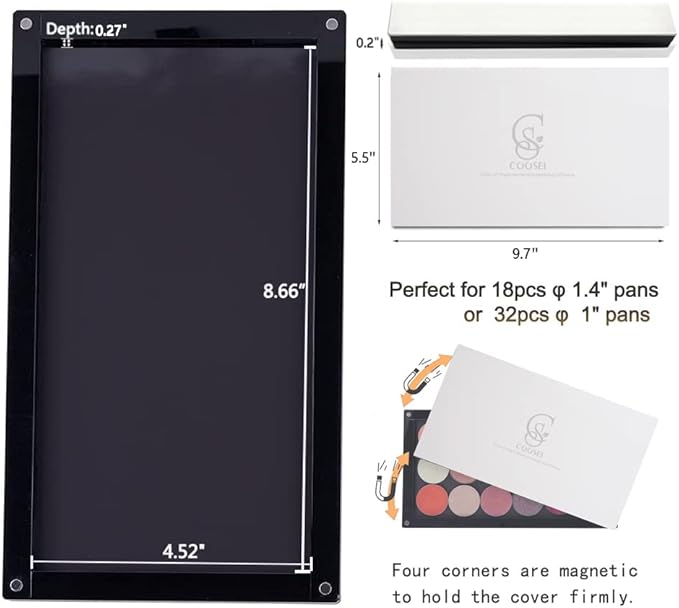 Arcylic Empty Magnetic Eyeshadow Palette Makeup Palette with Mirror stackable Makeup magnetic palette empty 2 layers overlap (dABL2) with a bag of metal sticker-Velvo Beauty