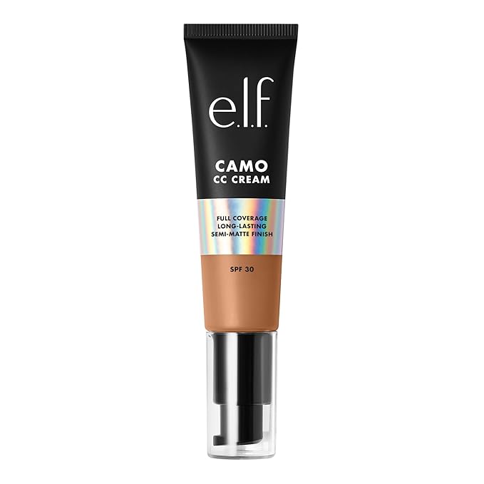 e.l.f. Camo CC Cream, SPF 30 Color-Correcting Medium-To-Full Coverage Face Foundation, Delivers An Airbrushed Finish, Vegan & Cruelty-Free, Tan 460 W-Velvo Beauty