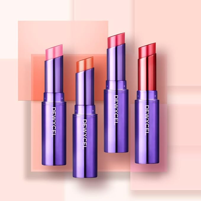 DEWYCEL TINTOURING BALM | #4 PURE RED | Non-Sticky Moisturizing & Hydrating Tinted Lip Balm for Chapped Lips | Natural Color Lip Glow Balm-Velvo Beauty