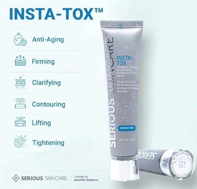 Serious Skincare INSTA-TOX Instant Wrinkle Smoothing Serum - Improves appearance of Fine Lines & Wrinkles -Temporarily Tightens Skin - Instant Line Filler - Two .75 oz. Tubes (2Pack)-Velvo Beauty