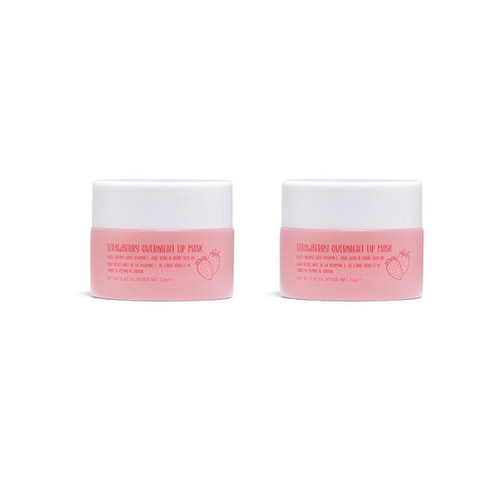 W7 Sweet Dreams Overnight Strawberry Lip Mask - Vitamin E, Aloe Vera and Grape Seed Oil - For Hydrated, Full Looking & Irresistible Lips - 2 Pack - 0.40 Fl Oz-Velvo Beauty
