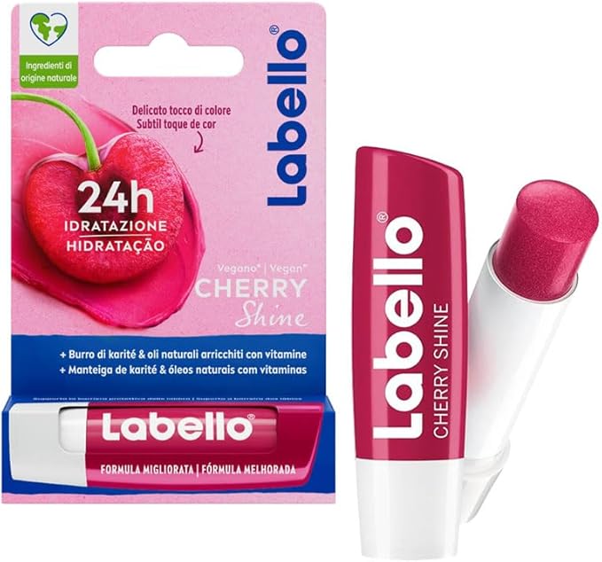 3 LABELLO CHERRY FRUITY SHINE LIP BALM STICK CARE BEAUTY SOFT SMOOTH SPF 10 NEW-Velvo Beauty