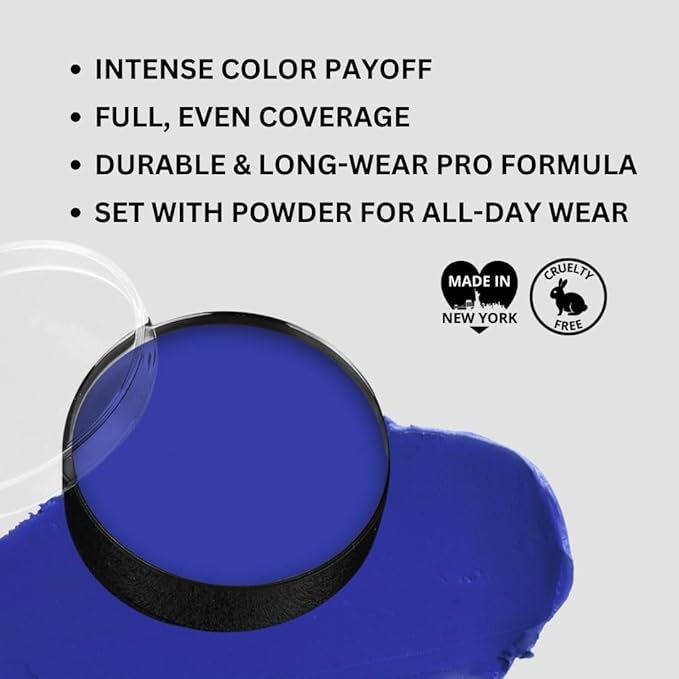 Mehron Makeup Color Cups | Stage, Foundation, Face Paint, Body Paint, Halloween | Face Paint Makeup | Greasepaint .5 oz (14 g) (Blue)-Velvo Beauty