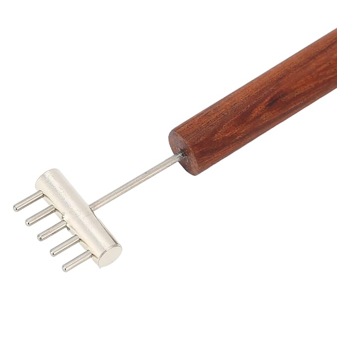 Double Head Design Face Massage Roller, Copper Wooden Handle Promote Circulation Double Head Skin Roller Massage Stick Copper Acupoint Pressing Tool-Velvo Beauty